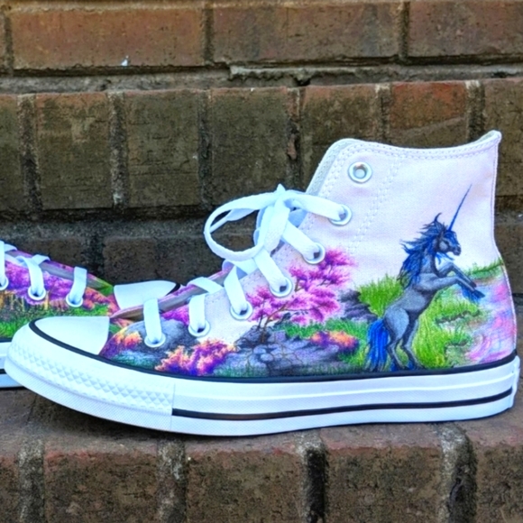 Unicorn Original Custom Art Converse Sneakers W8 - Picture 2 of 8